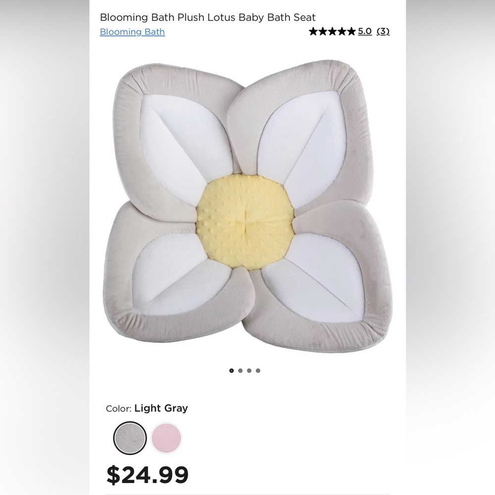 Plush Lotus Baby Bath Seat - Light Gray